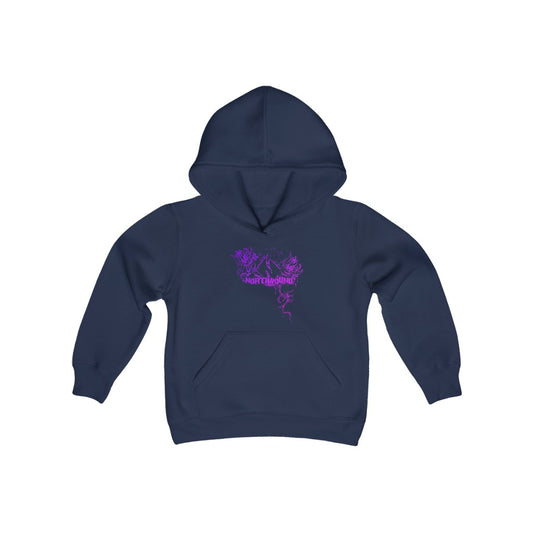 Flowers Wither Youth Heavy Blend Hooded Sweatshirt (Purple)