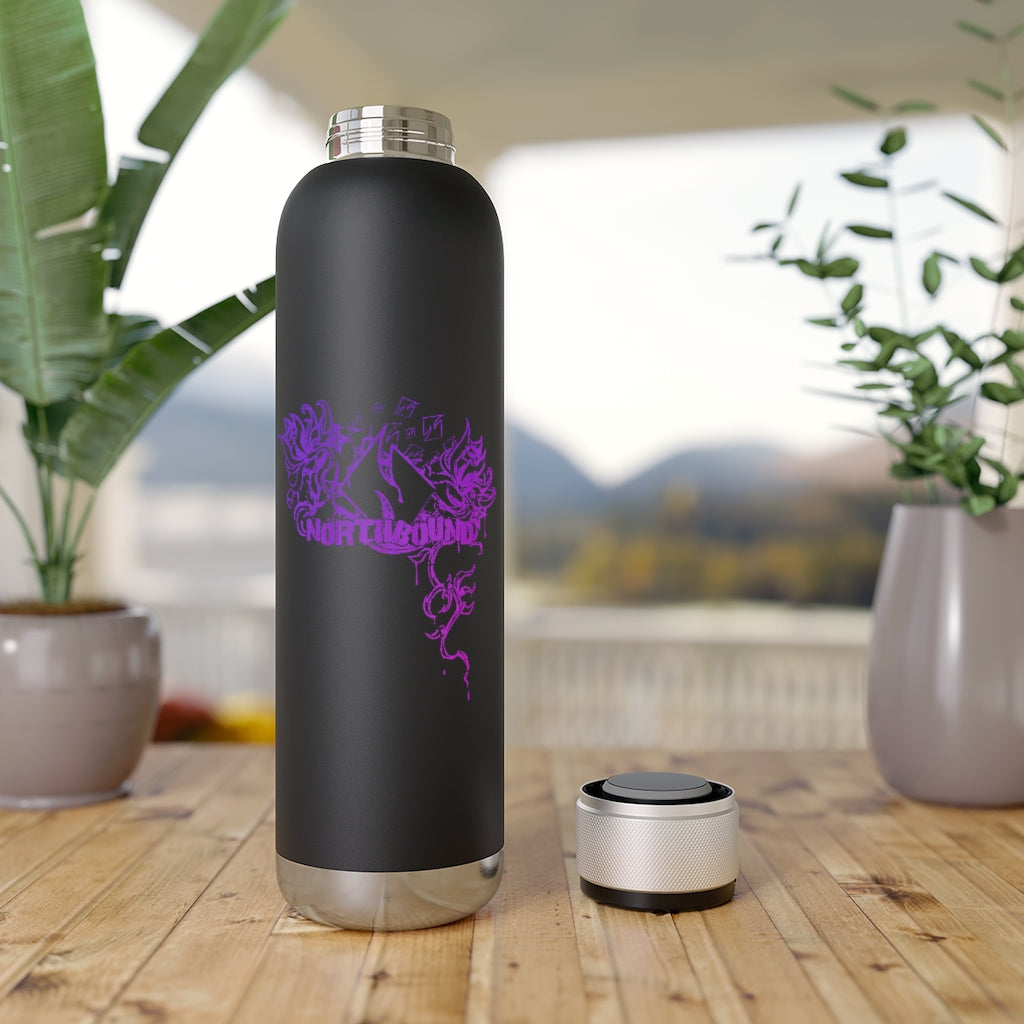 Flowers Wither Soundwave Copper Vacuum Audio Bottle 22oz (Purple)