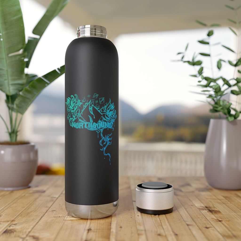 Flowers Wither Soundwave Copper Vacuum Audio Bottle 22oz (Blue)