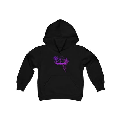 Flowers Wither Youth Heavy Blend Hooded Sweatshirt (Purple)